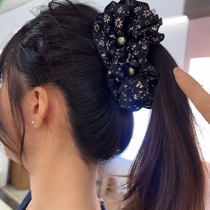 三醋酯纤维碎花裙摆香蕉夹-27