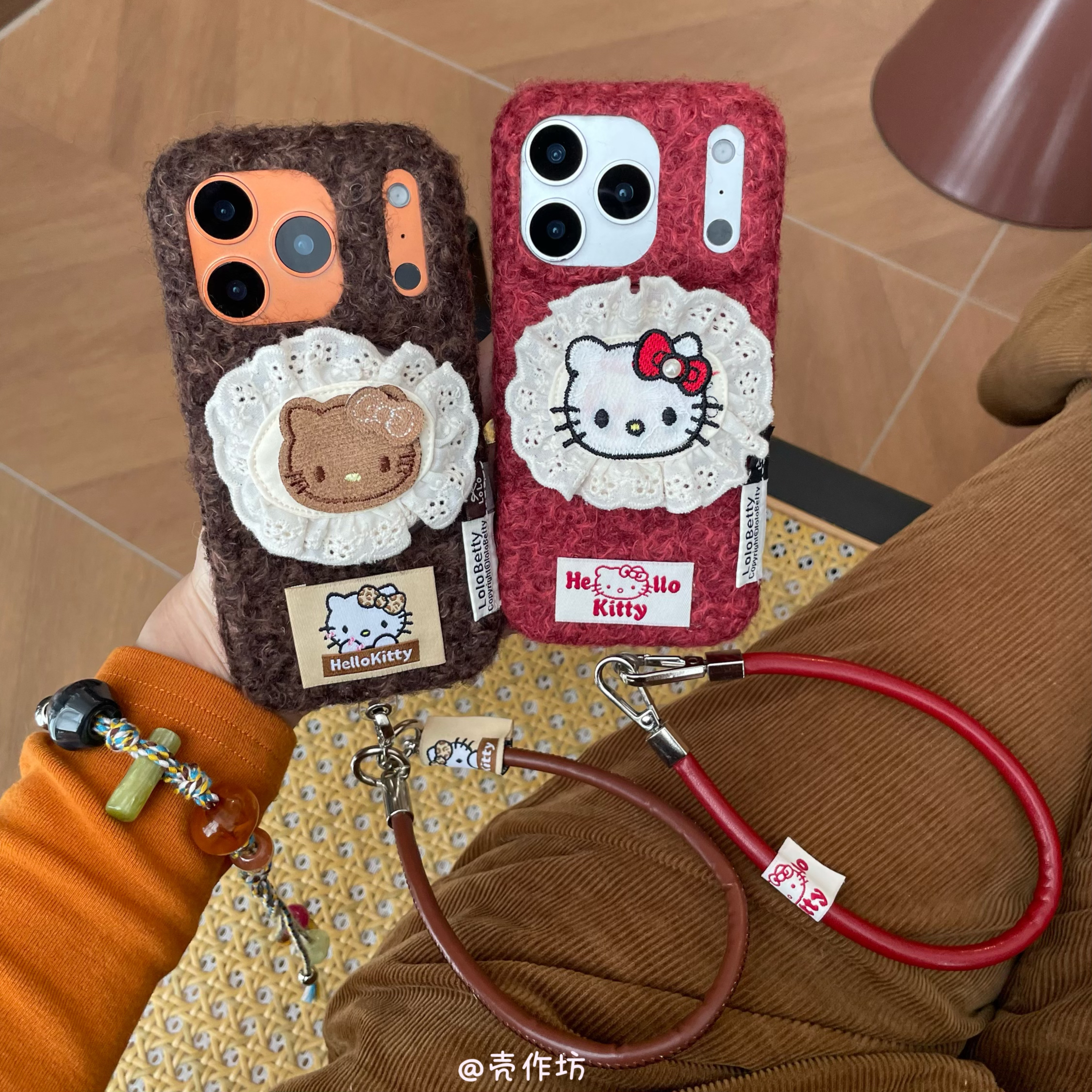 秋冬可爱毛绒蕾丝KT猫磁吸支架iPhone17Promax苹果16手机壳15新款