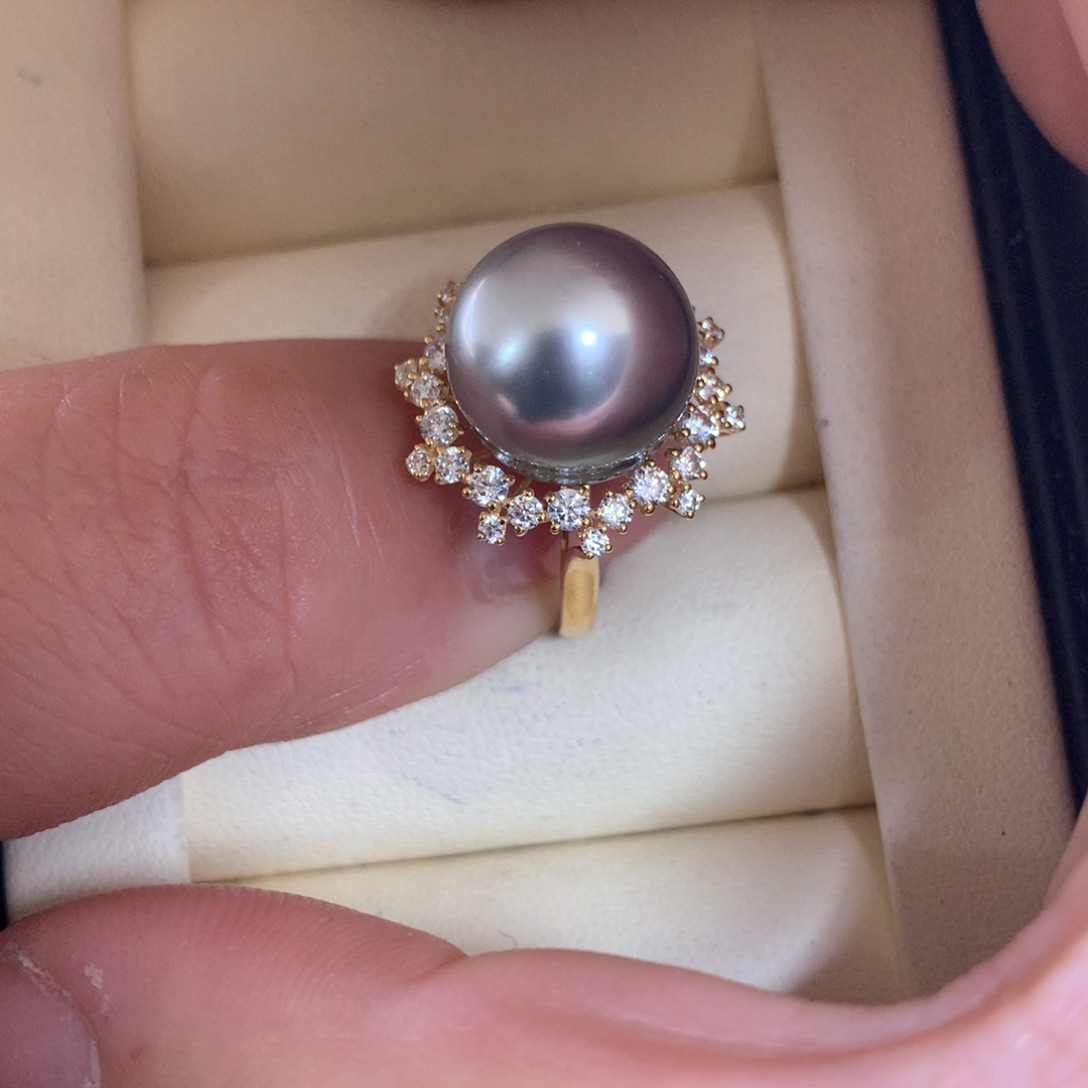 海水珍珠戒指18K金镶嵌