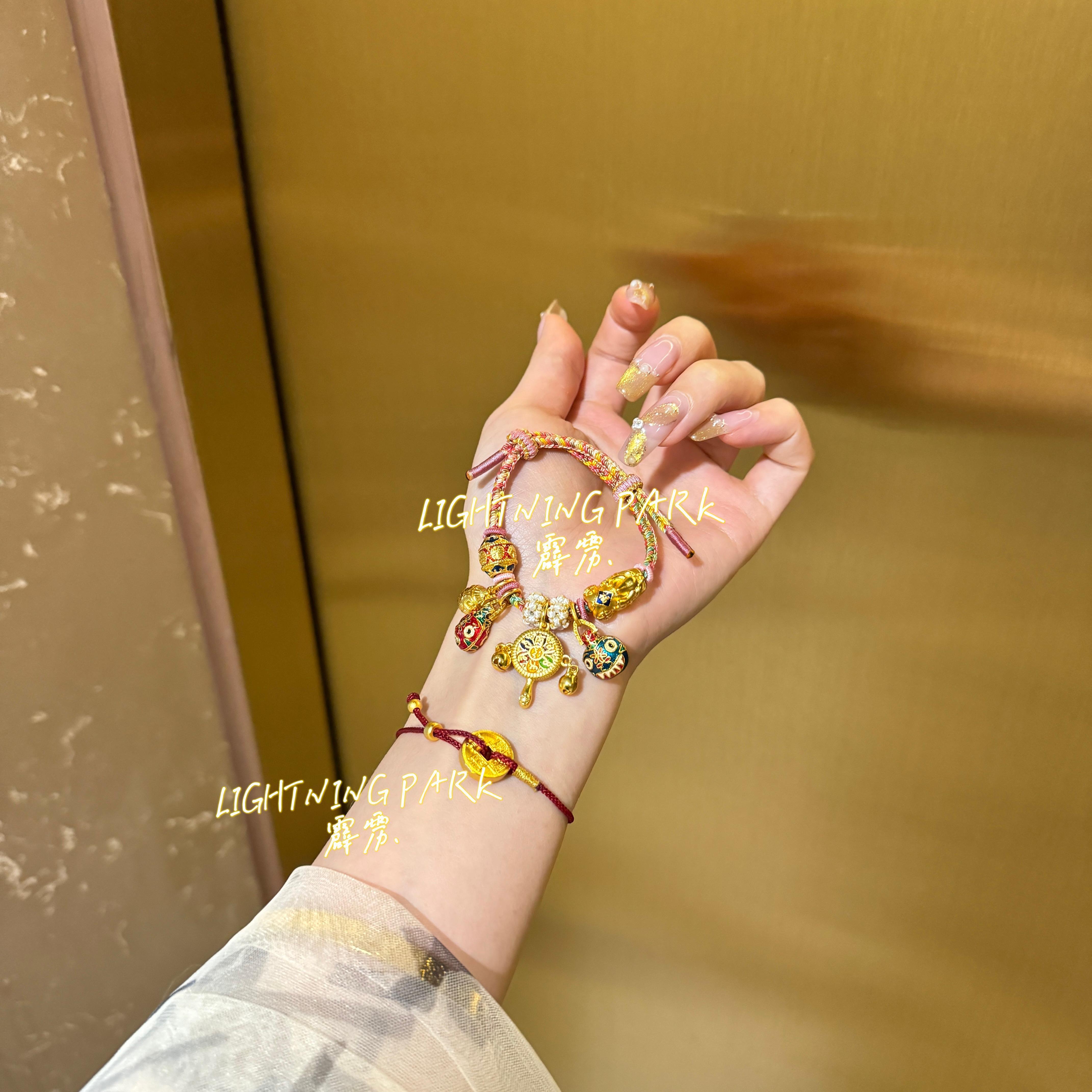 铜合金手链 【霹雳配饰公园】新中式国风拨浪鼓编绳复古手链