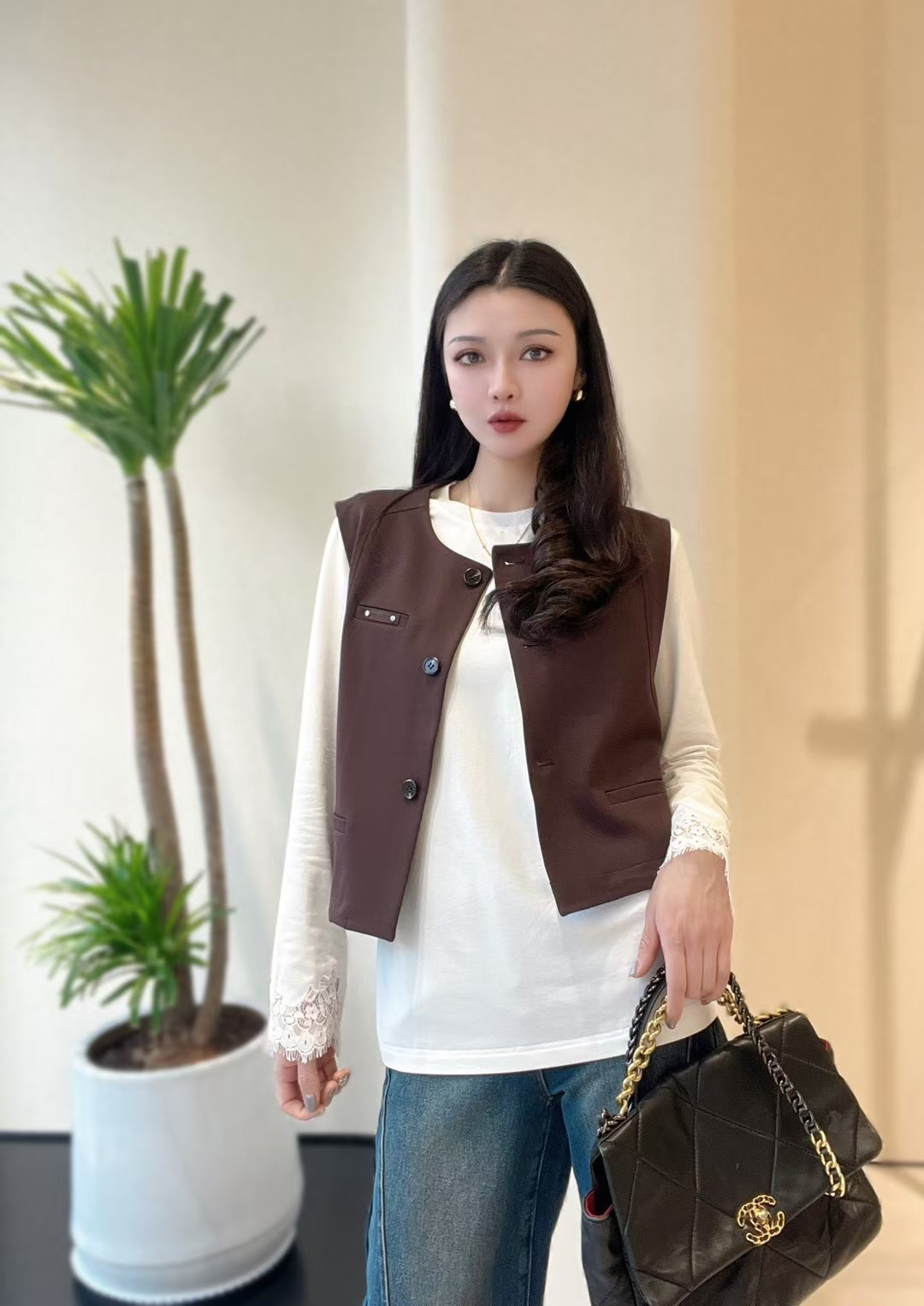 俪妍2025春季时尚马甲气质百搭无袖马夹短款