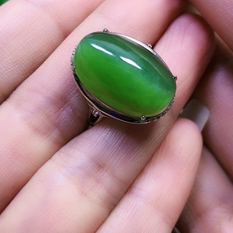 和田玉银S925镶嵌戒指