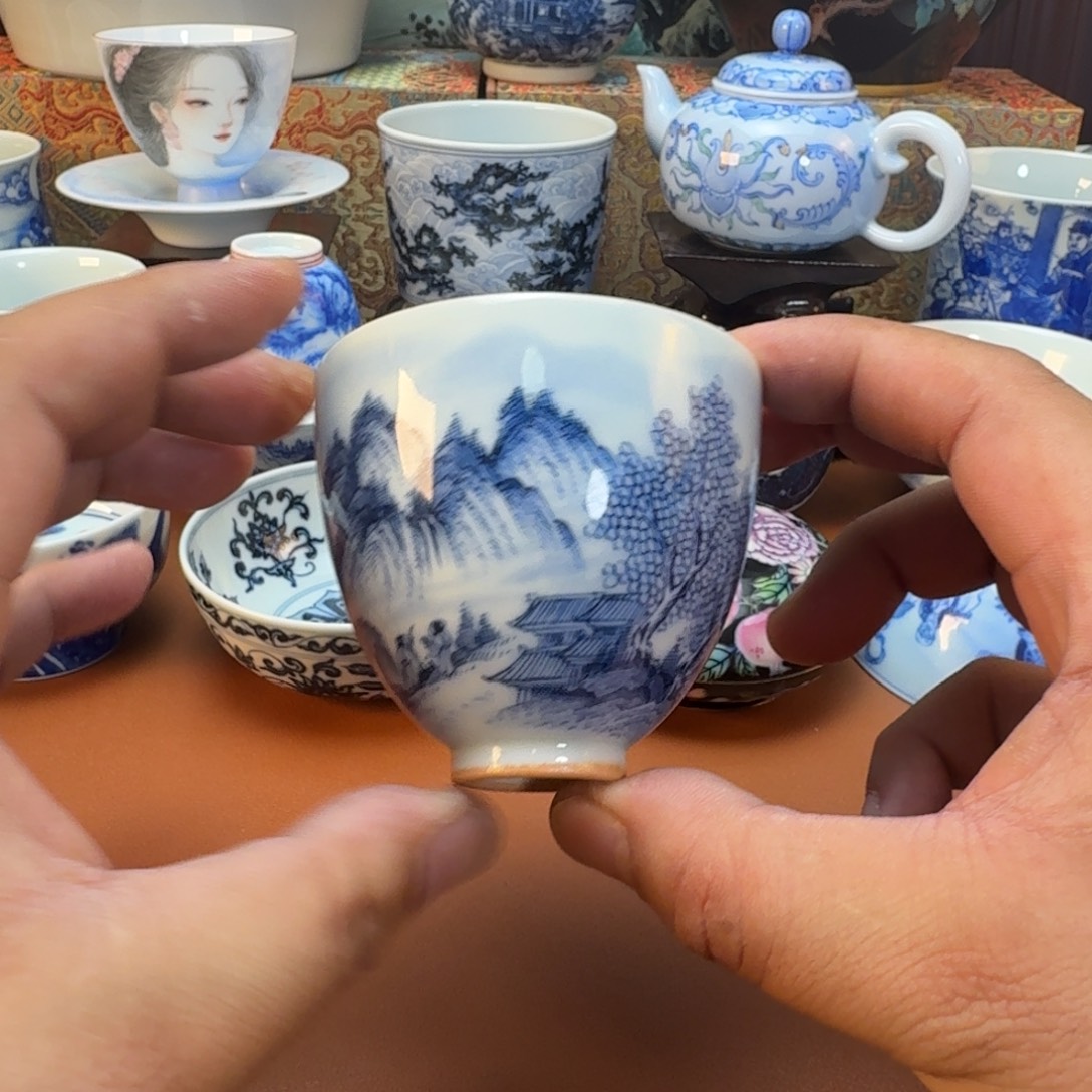 陶杯子景德镇全手工手绘陶瓷