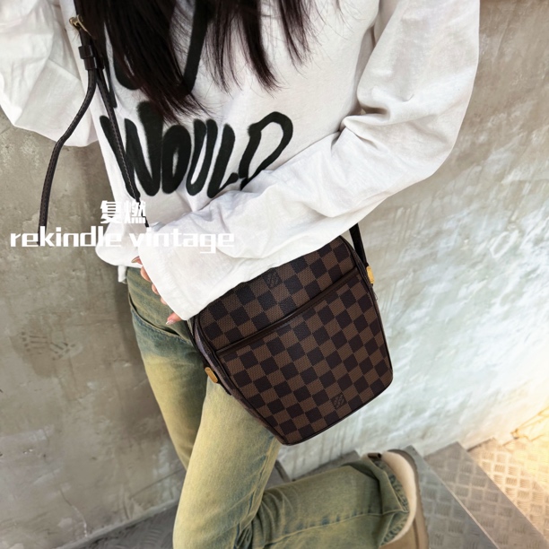 95新 LouisVuitton/路易威登 复燃精选/棋盘格酒壶斜挎包