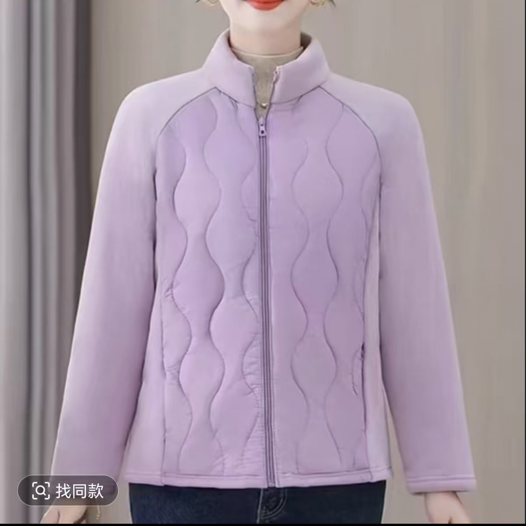 66款妈妈秋冬轻薄棉外套女加棉保暖上衣新款女装夹棉抓绒夹克
