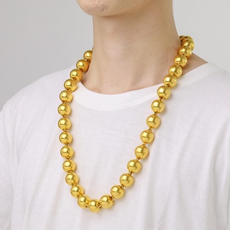 吊坠足银  厚包了金的佛珠项链光面时尚素款男士霸气