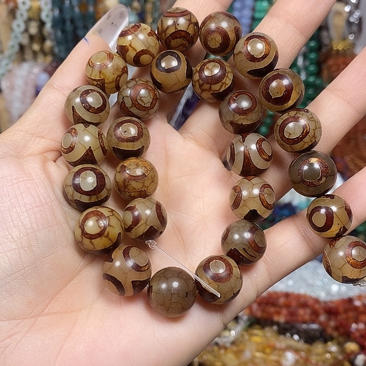 玛瑙/玉髓未镶嵌珠宝半成品复古玛瑙天珠卡13.8mm