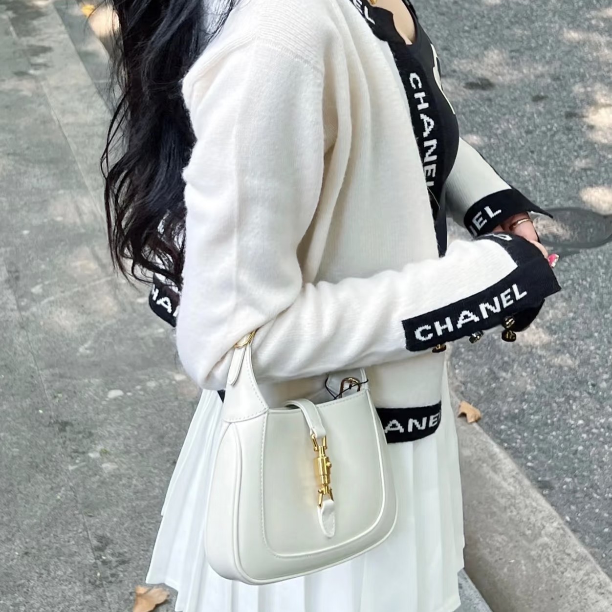 95新 GUCCI/古驰 茉上/mini白色jackie 单肩包