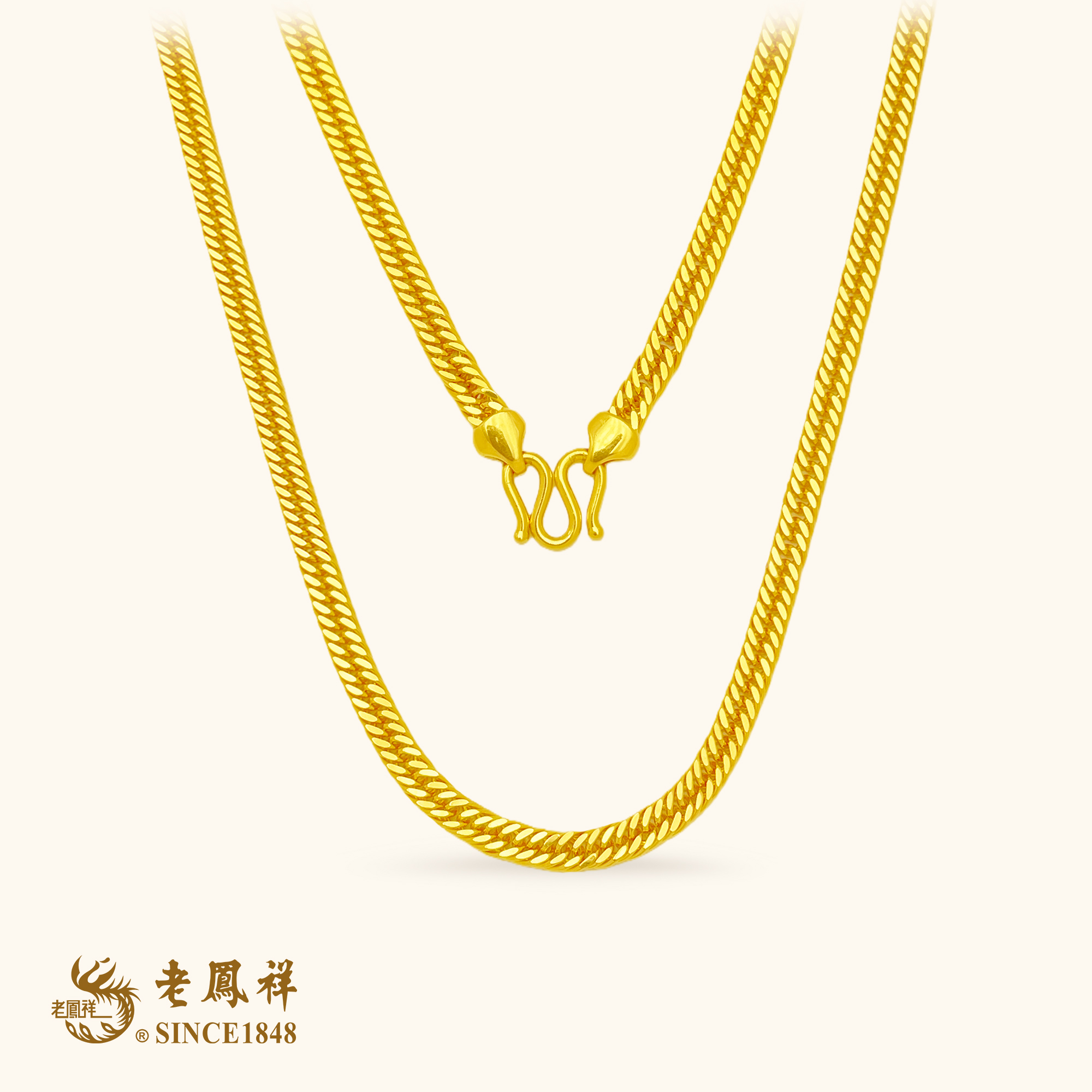 老鳯祥黄金足金马鞭链老凤祥品牌珠宝男士马鞭项链足金999