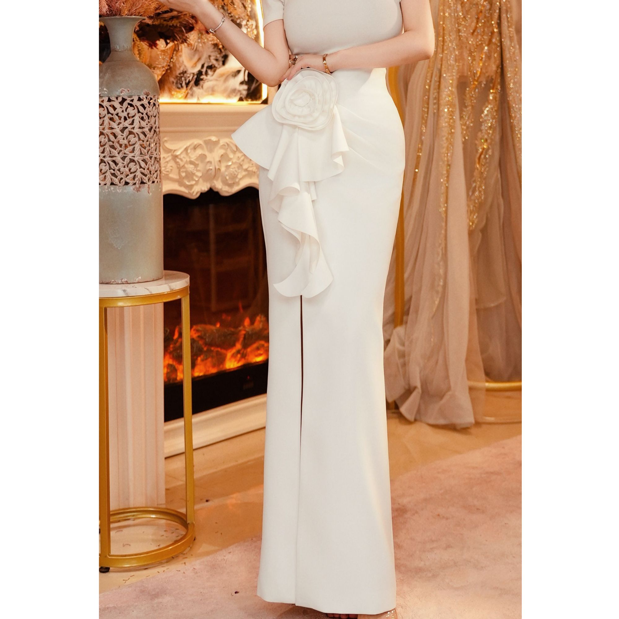 【星姐推荐】星原创高级定制【玫瑰诗语】设计师花朵荷叶造型半身裙