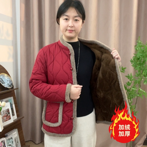 新款妈妈棉袄冬季秋冬加绒时尚中老年休闲棉服加厚外套棉衣保暖