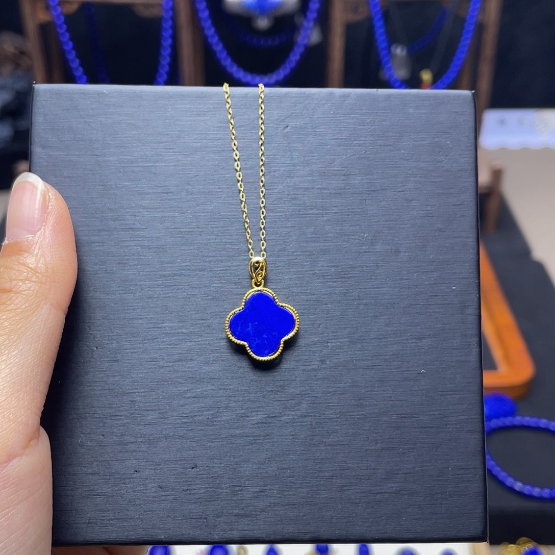 青金石吊坠银S925镀金镶嵌