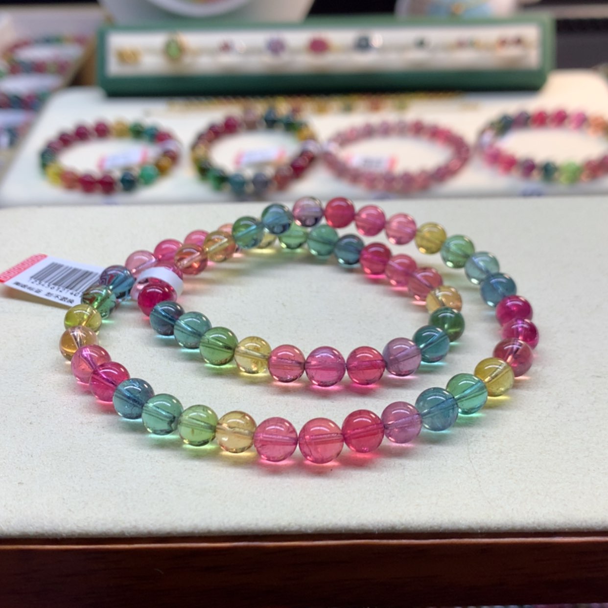 【闪购商品】碧玺手链未镶嵌荧光人鱼色标6.6mm双圈