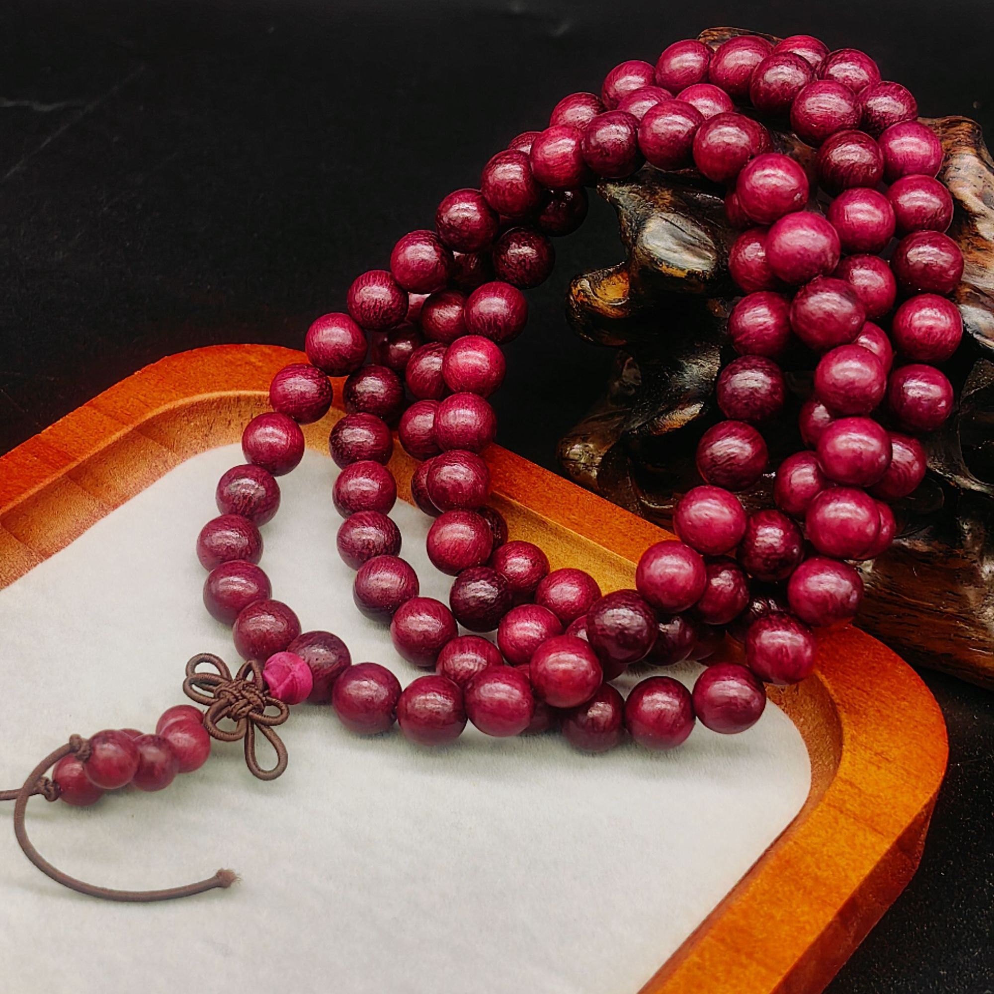 原色紫罗兰0.8紫苏木手串108颗精工打磨高密度文玩佛珠念珠