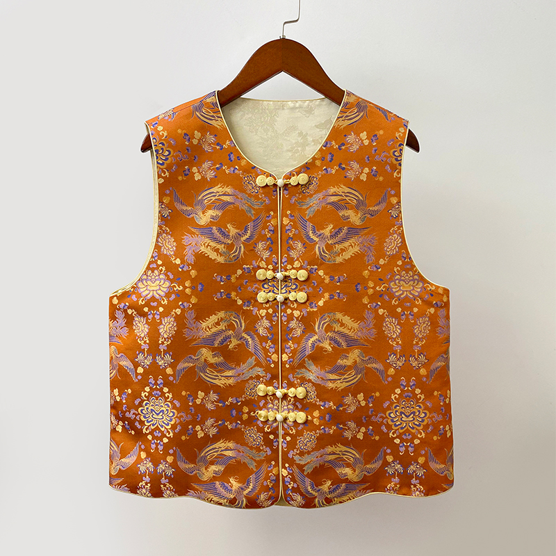 上久楷凤凰于飞老宋锦马甲新中式国风复古气质圆领女士气质马夹