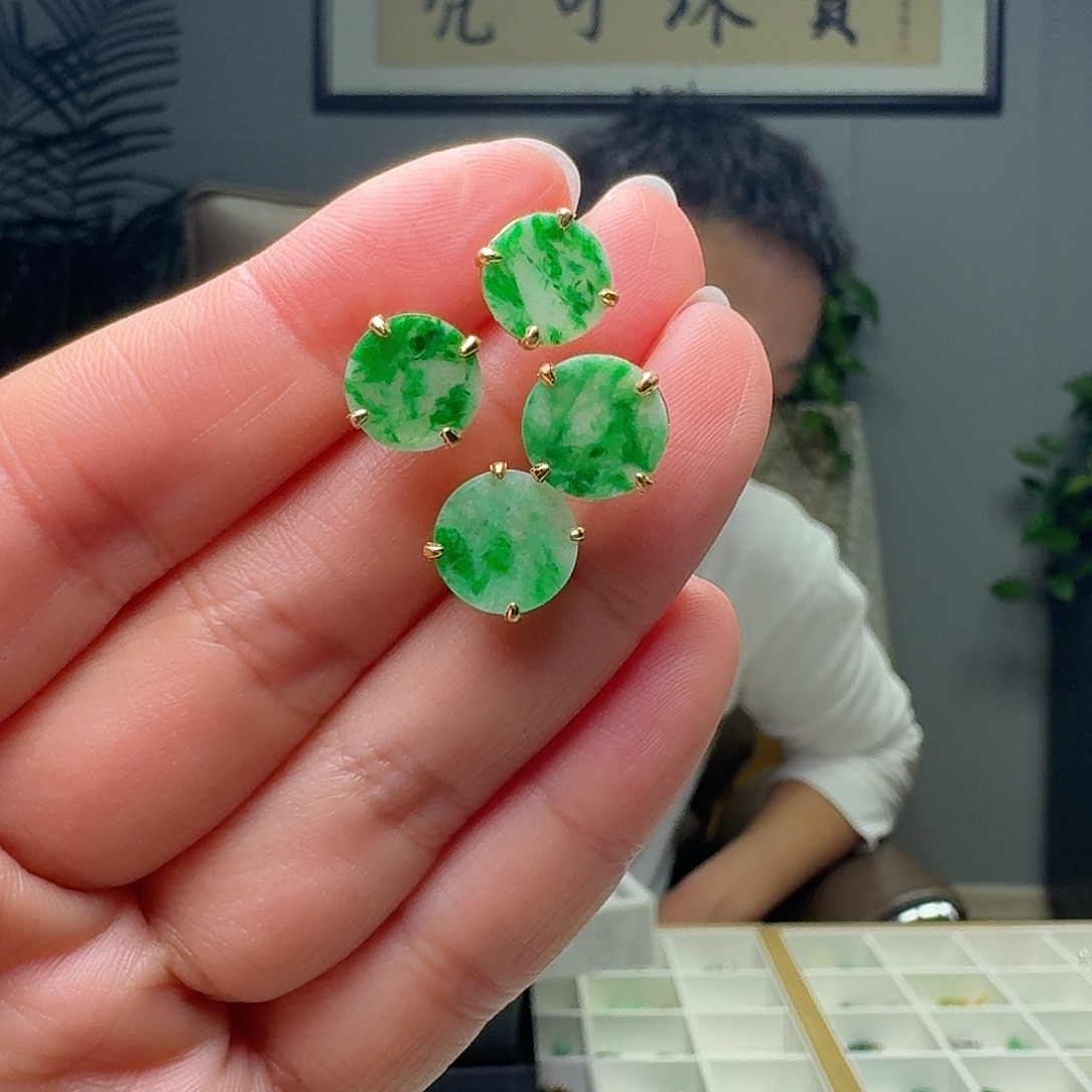 翡翠银S925镶嵌耳饰多样性发货其一