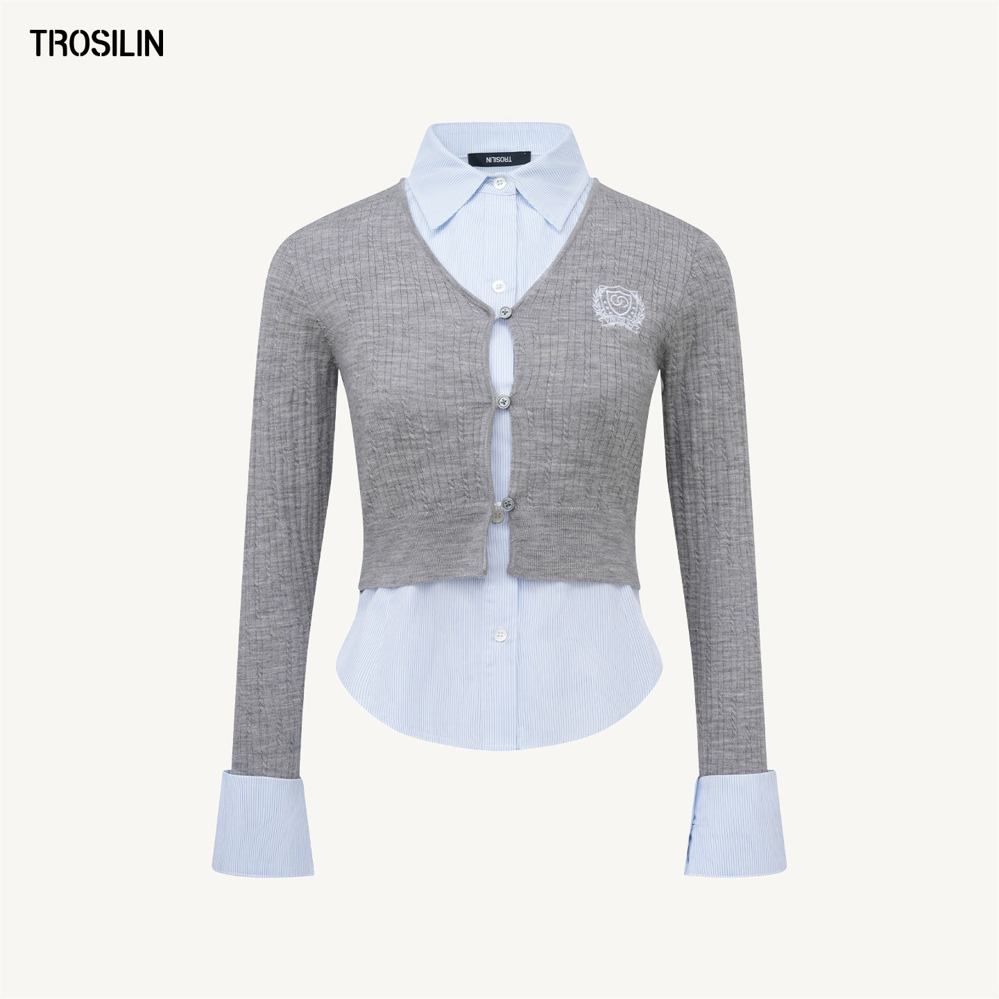 TROSILIN-2025早秋新品高校无序叠穿羊毛衫 A25SW012GY-H