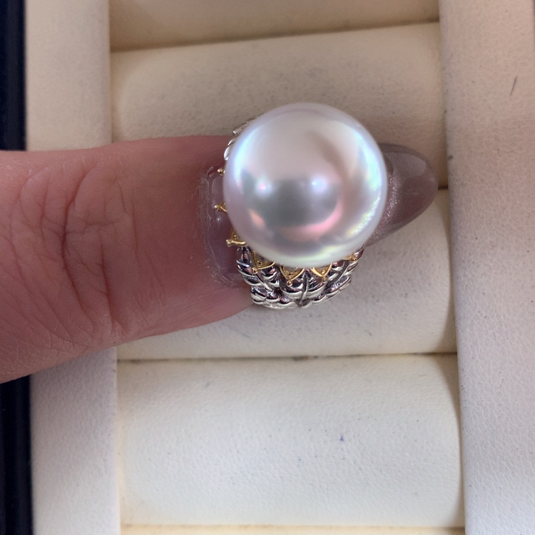 海水珍珠戒指银S925镶嵌