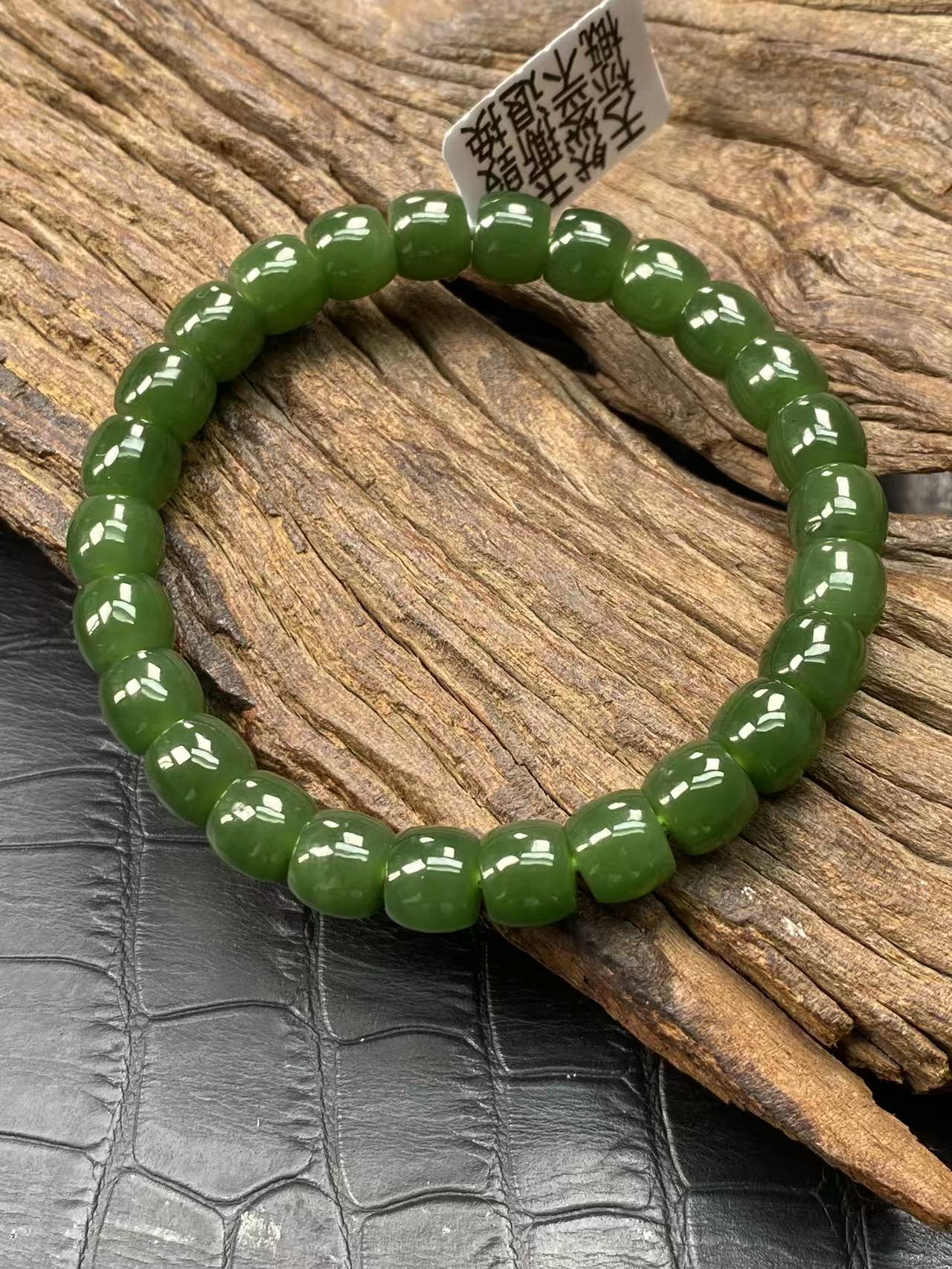 天然和田玉碧玉7号老料直切8mm左右手串