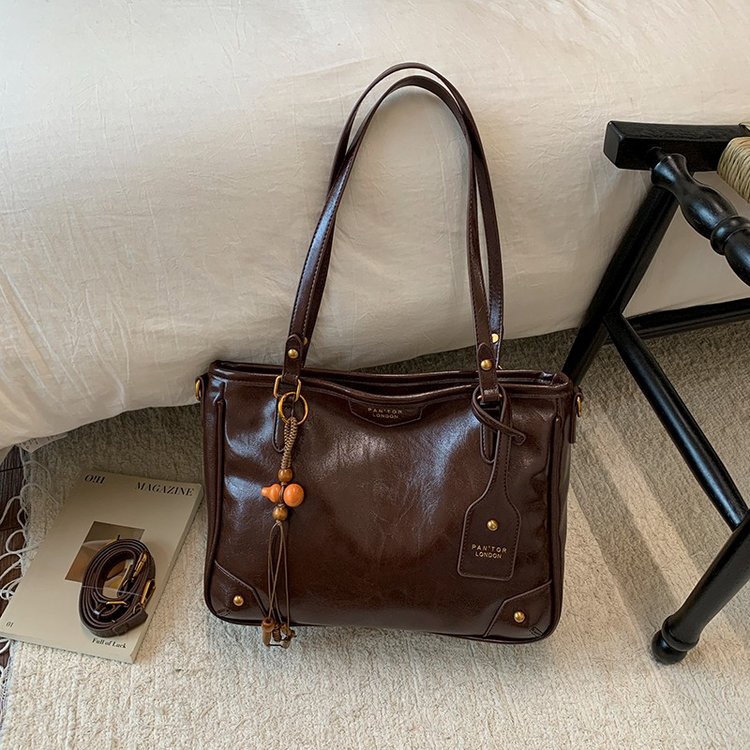 托特包！可放A4书13寸托特包单肩包棕色大容量包包肩包休闲ins秋冬