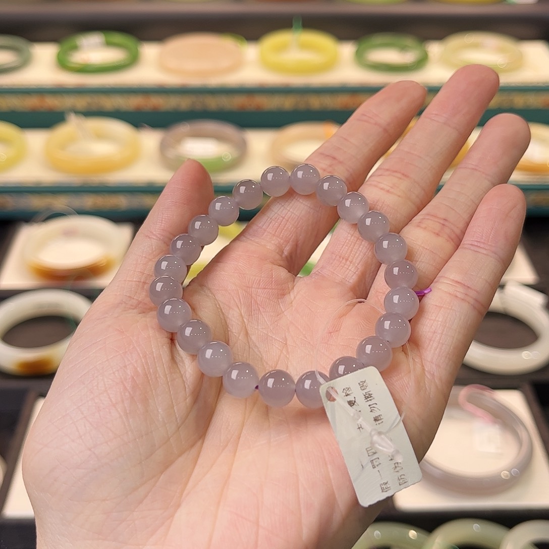 和田玉未镶嵌手镯高冰烟紫