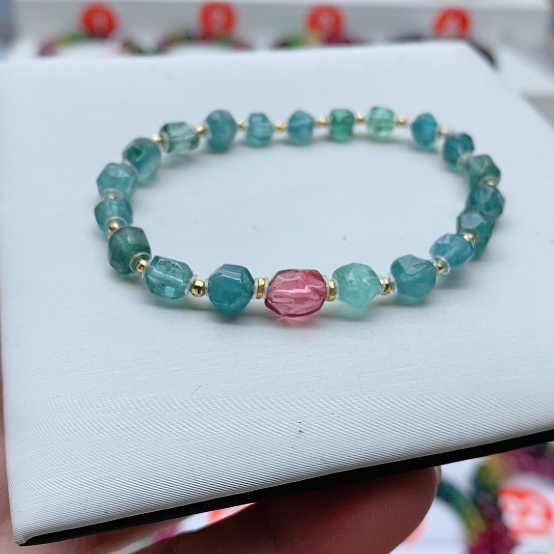 碧玺手链18K金镶嵌5号