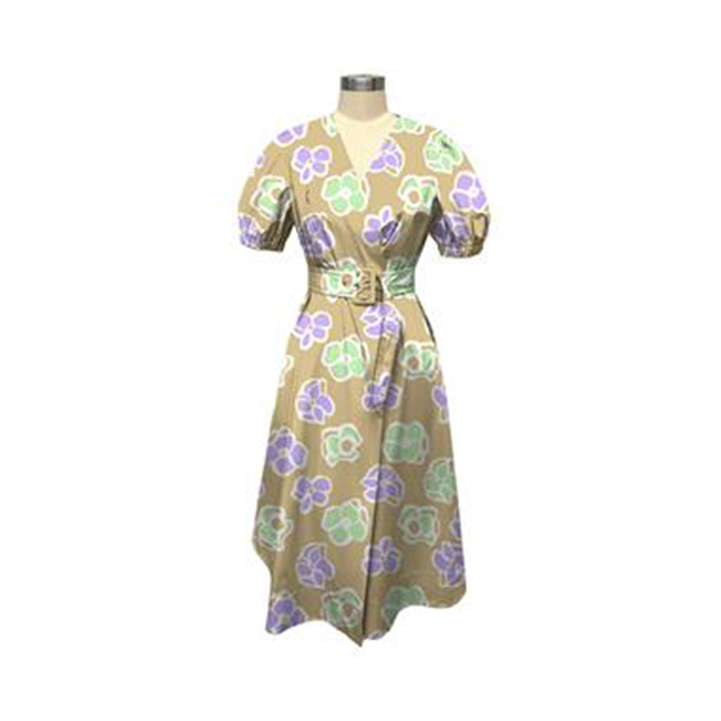 FALEMIG-歌系V领印花连衣裙EWW342Y12300