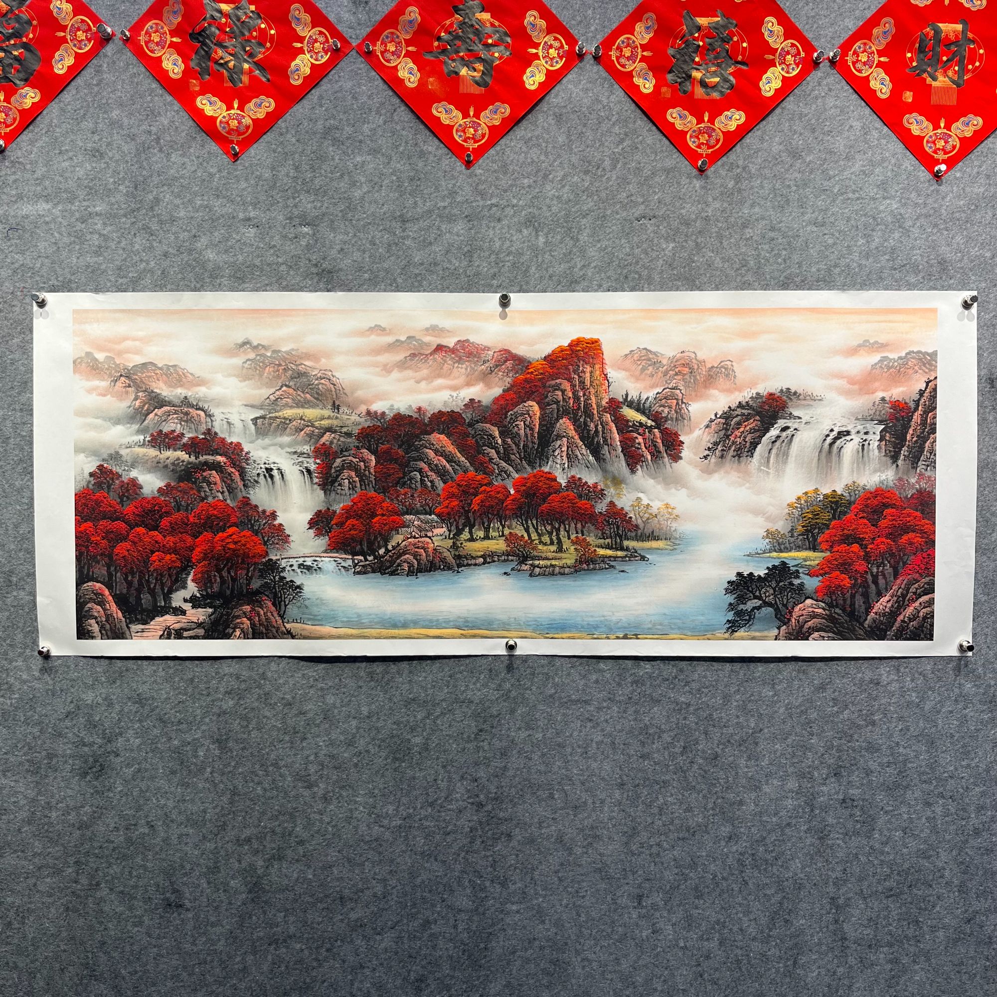 齐振家亲笔手绘山水画【鸿运当头】190*75cm送锦礼盒收藏送礼作品