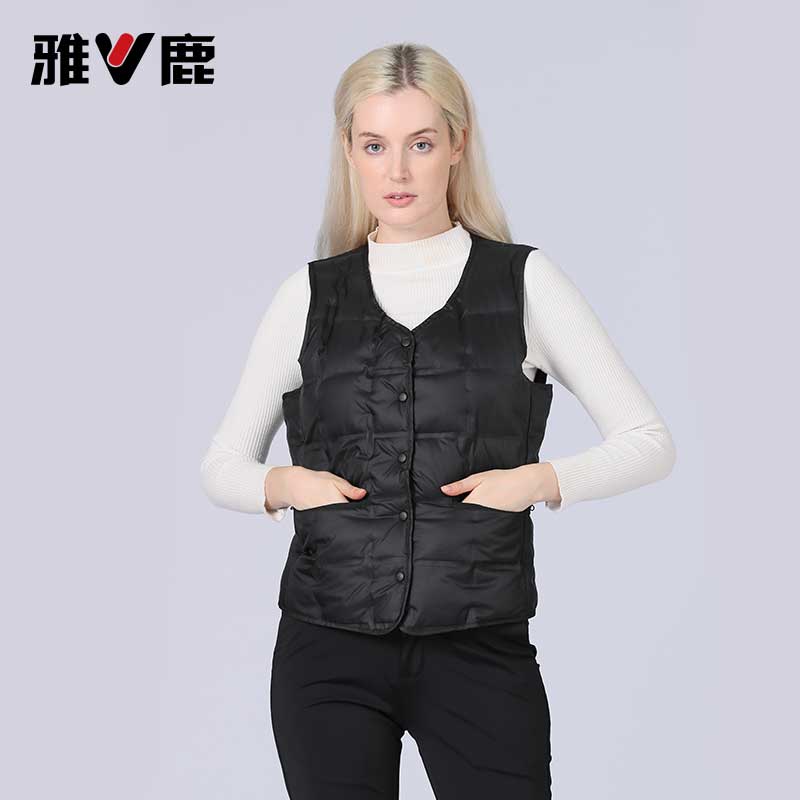 雅鹿2025秋冬女士修身显瘦羽绒马甲保暖背心百搭休闲内胆