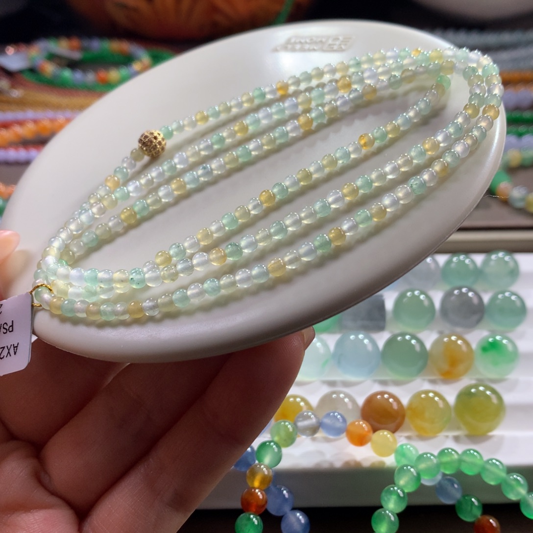 翡翠未镶嵌手链冰幻彩项链卡3.3