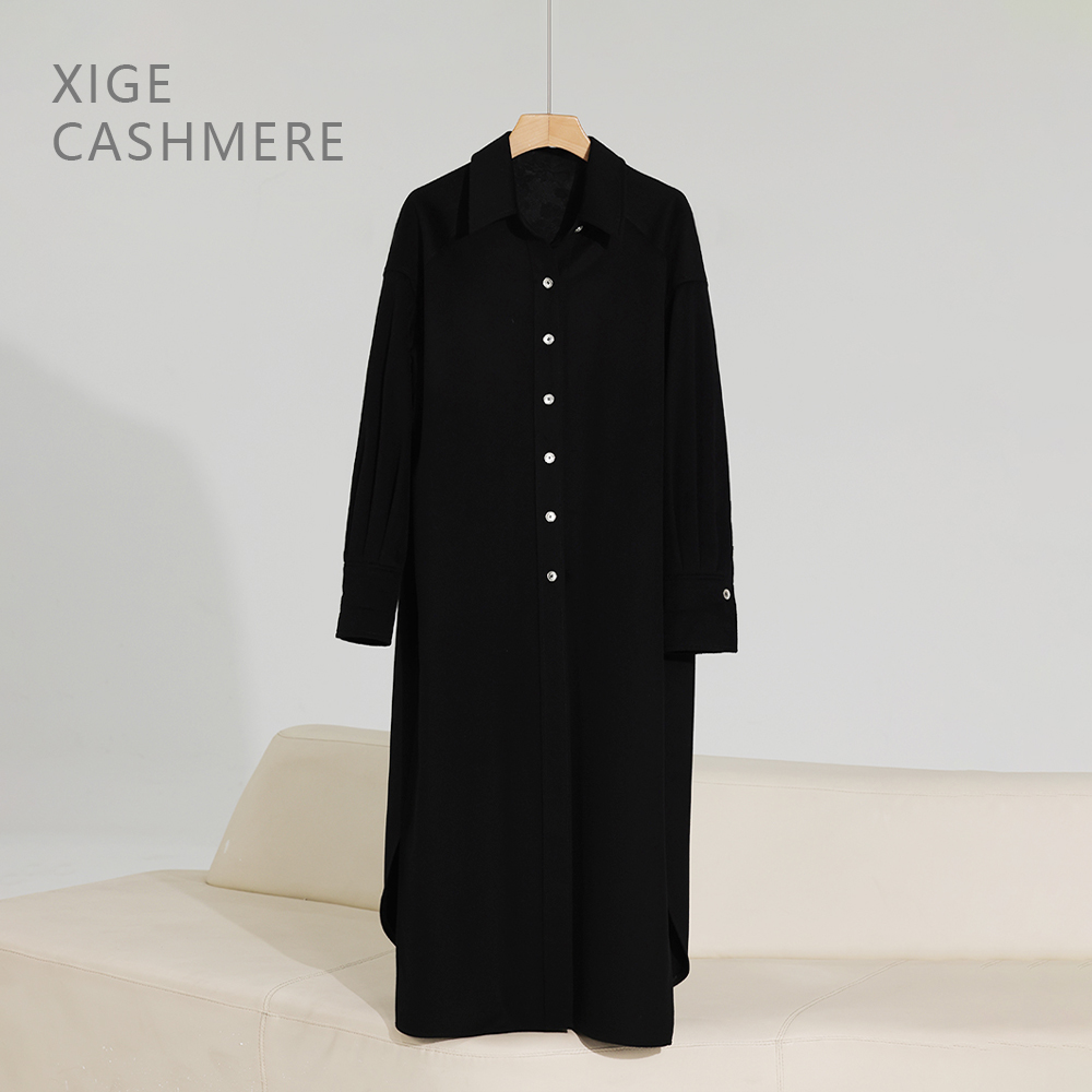 大师【少部分人拥有的羊绒风衣】喜歌羊绒 女士长款风衣外套 7873