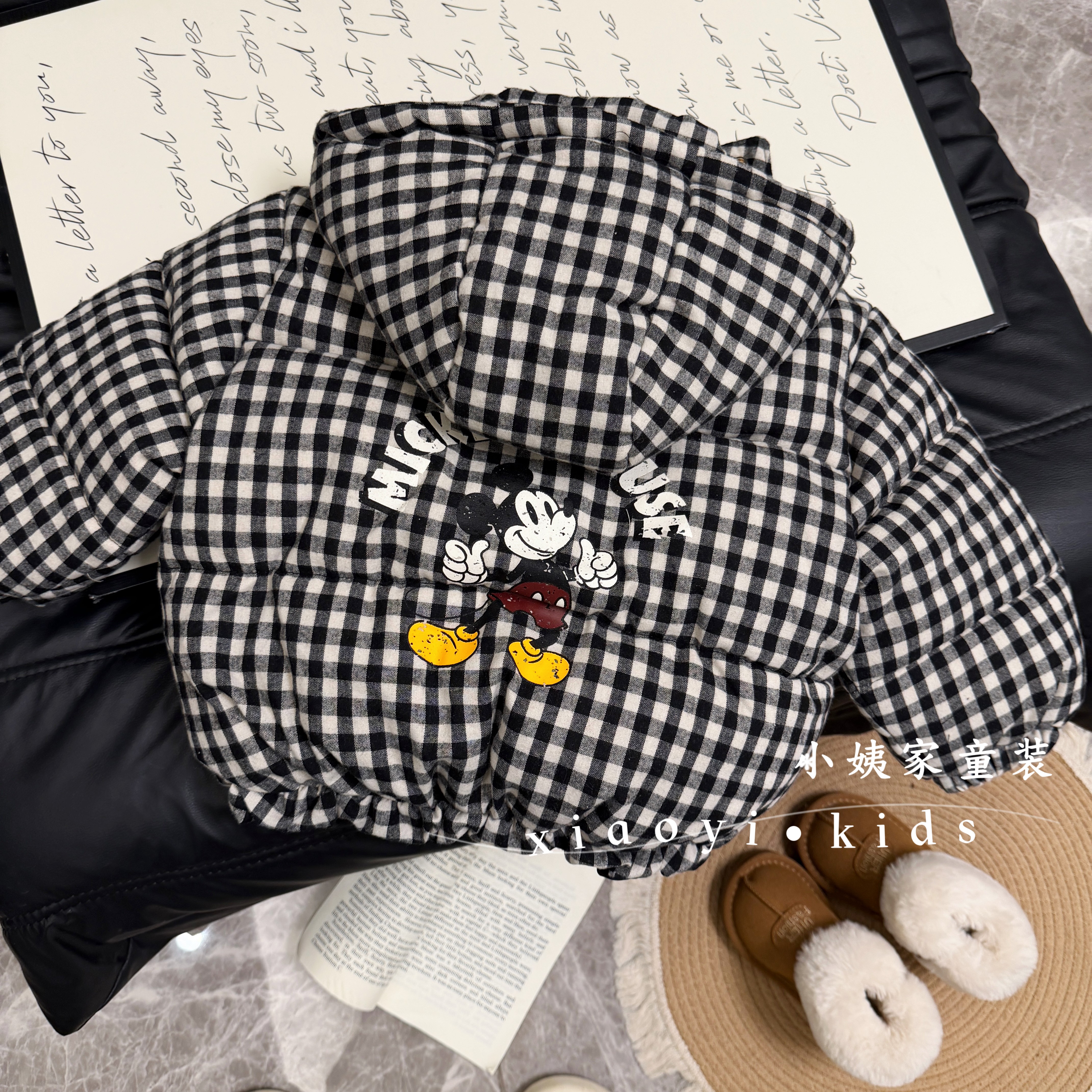 女童冬季新款格子小鼠休闲绵绵外套韩版时尚洋气保暖棉衣外套