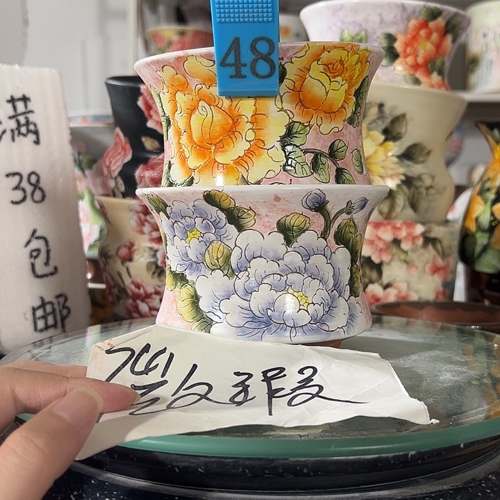 景德镇幸运花盆手绘韩式花盆