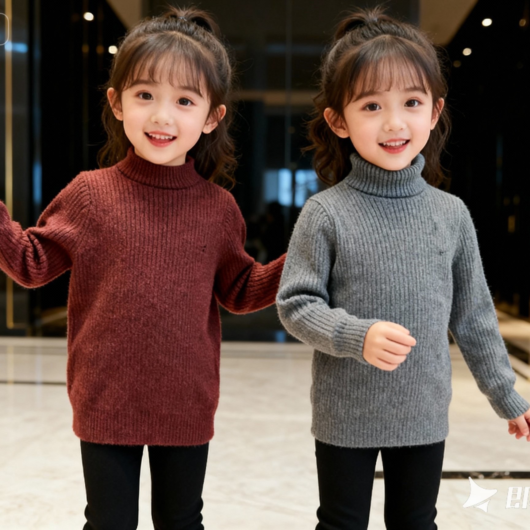 3086男女童毛衣打底衫秋冬新款纯色洋气保暖针织衫上衣