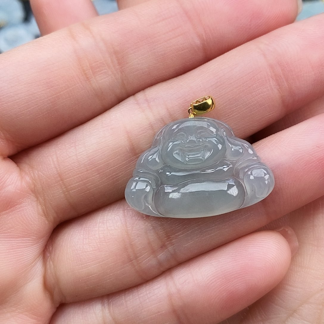 翡翠颈饰18K金镶嵌佛公