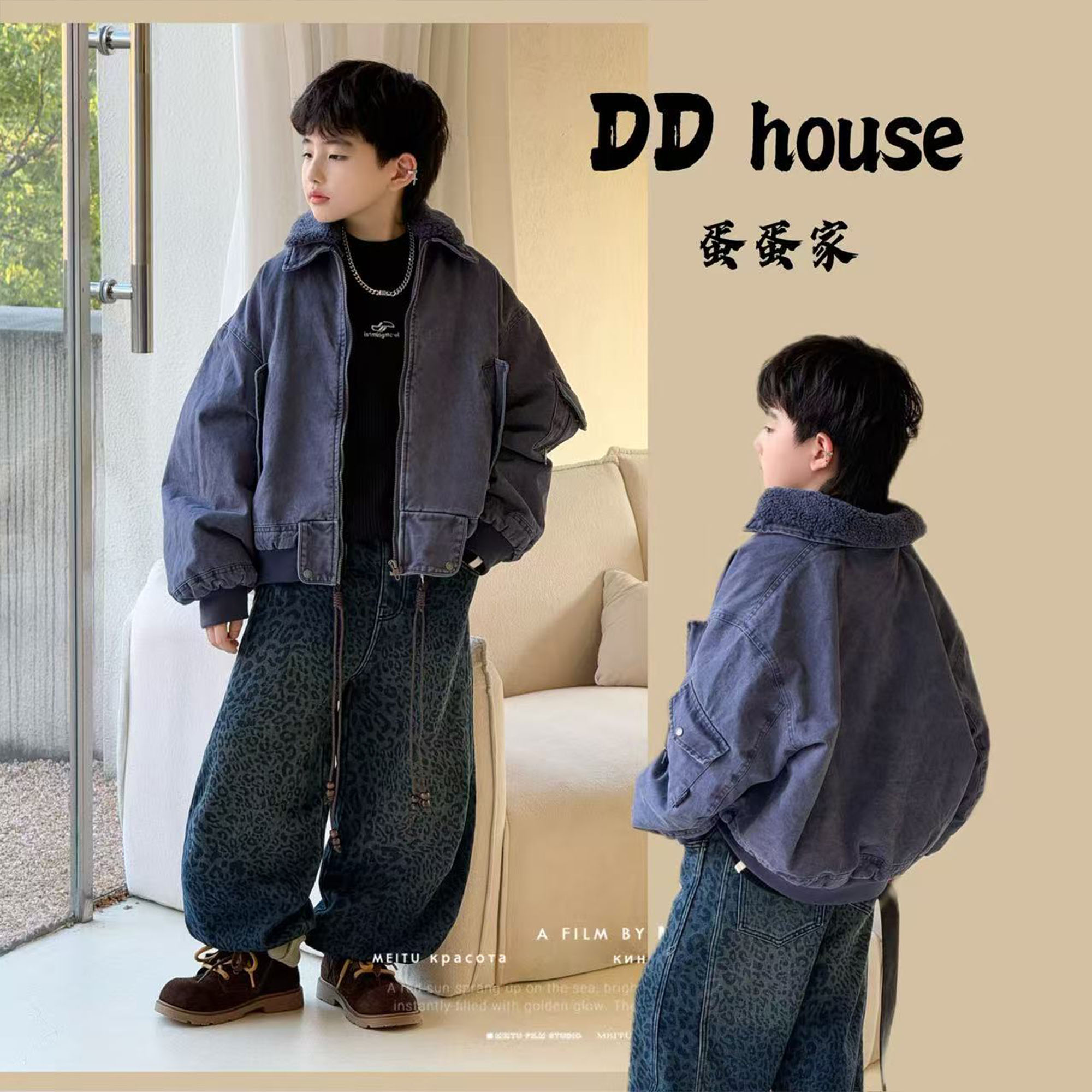 蛋蛋家【迷雾灰紫】25280冬季新款洋气休闲灰紫色水洗服棉外套