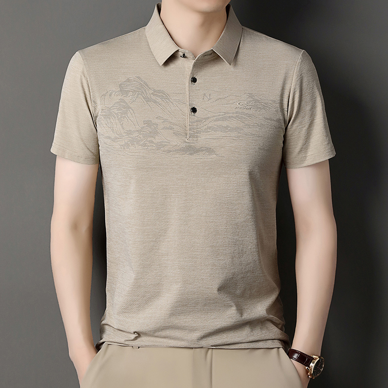 男士夏季t恤宽松翻领Polo衫纯色商务休闲薄款短袖欧美简约修身潮