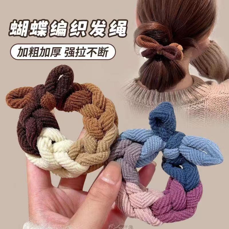 韩版秋冬奶咖色头绳女扎马尾高弹力发圈简约耐用粗皮筋发绳头饰女