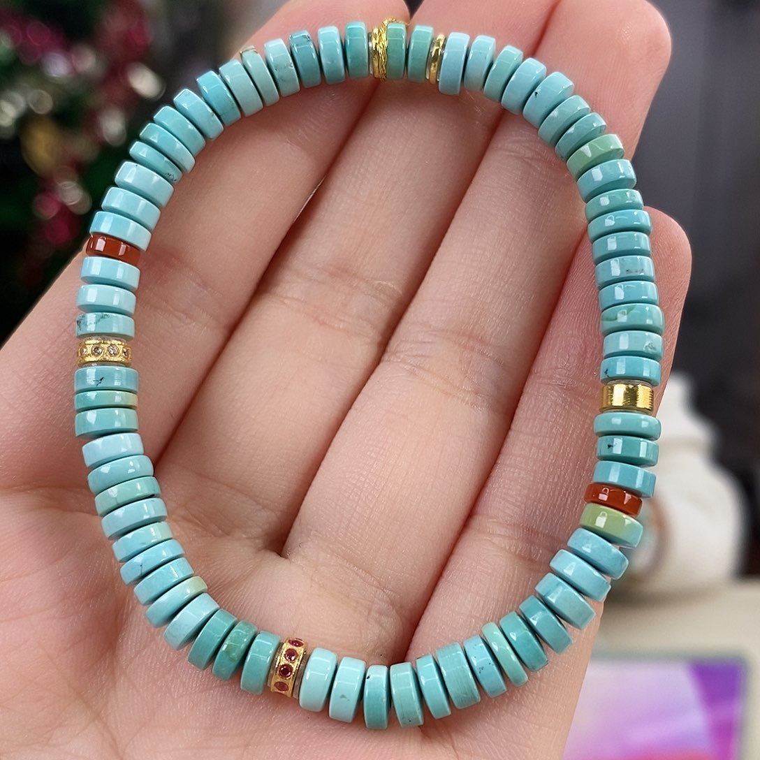 绿松石18K金镶嵌珠宝奇石