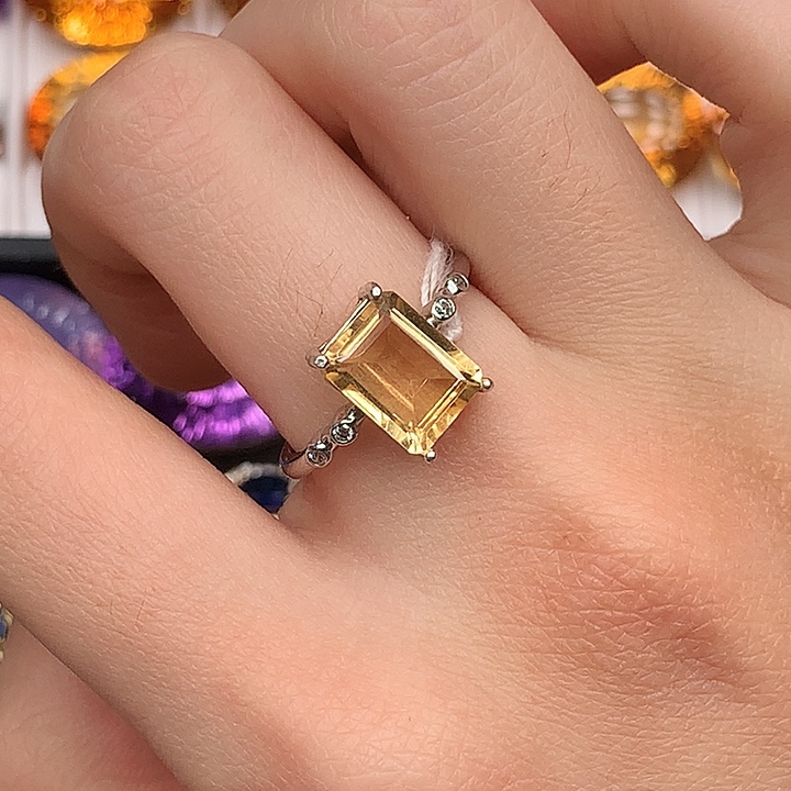 黄晶银S925镶嵌戒指