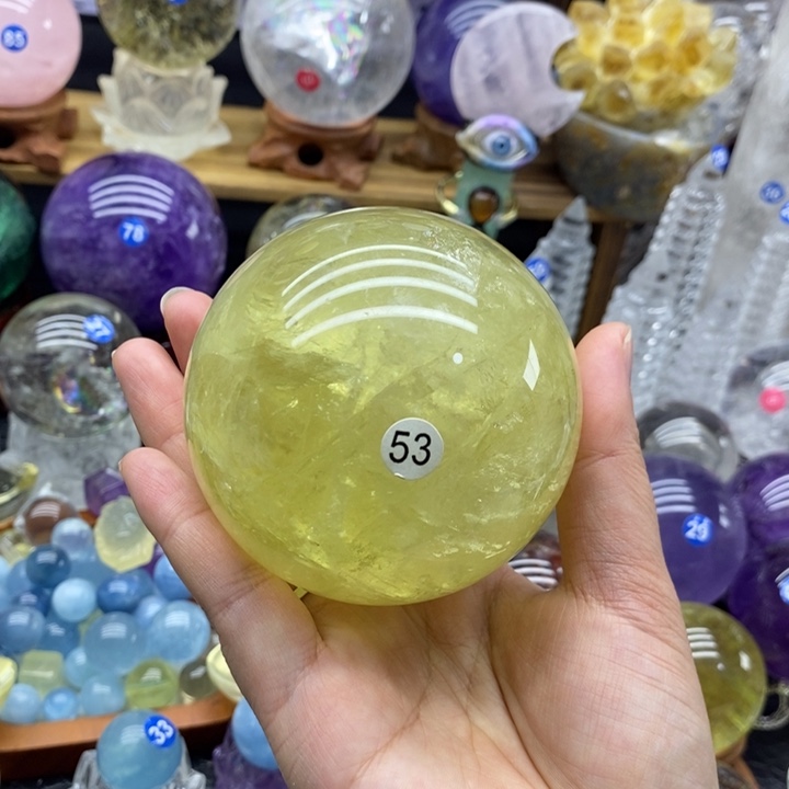 石材天然黄水晶球