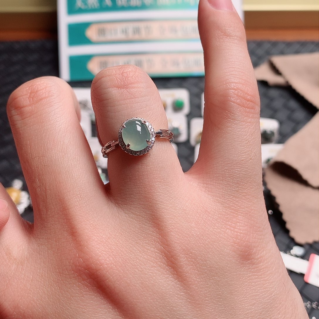 翡翠戒指银S925镶嵌0026