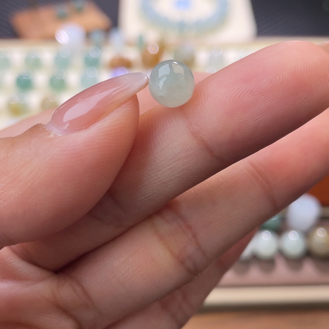 翡翠散珠纹裂漏 冰圆珠7.3 不鉴赏