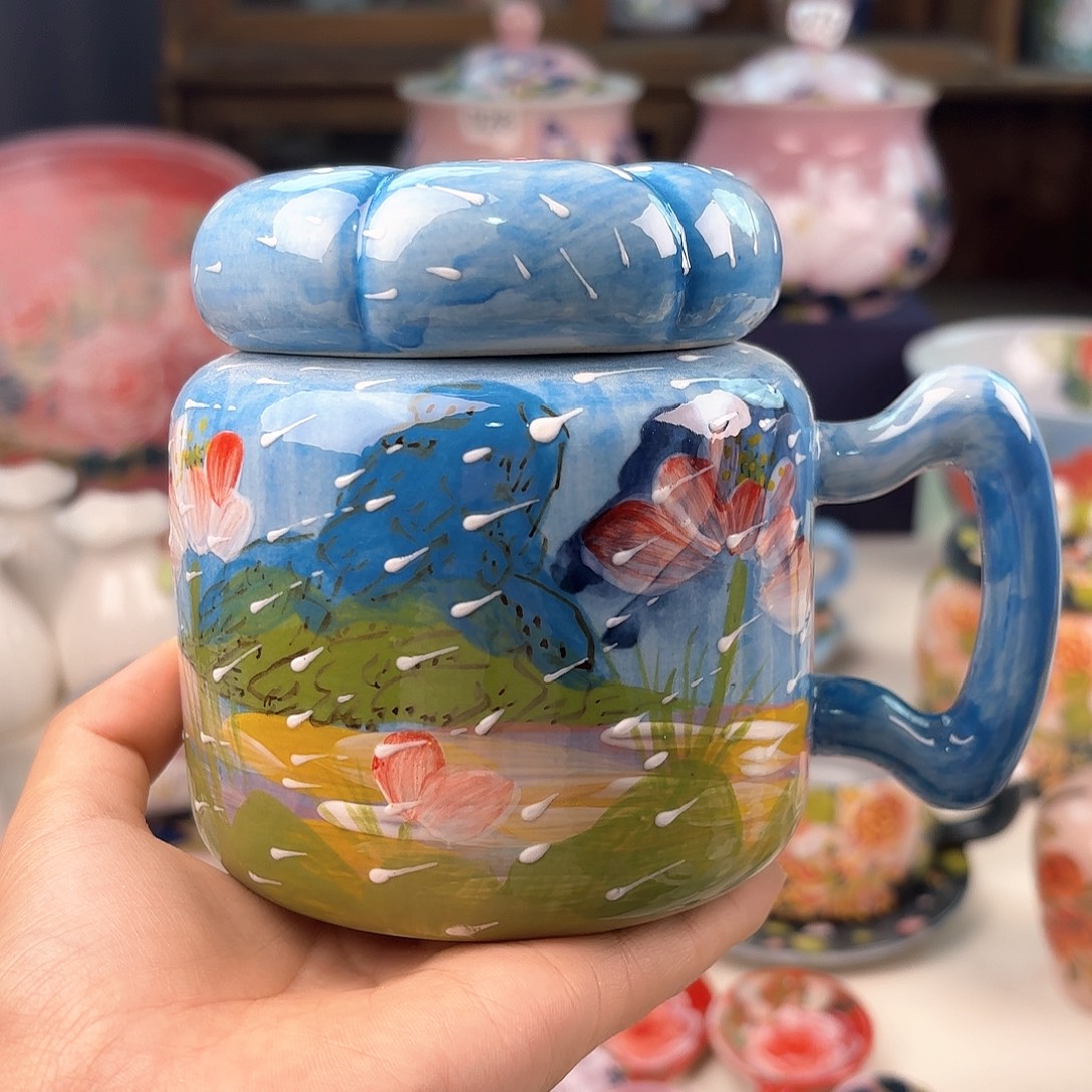 景德镇手绘高温釉下彩陶瓷茶具