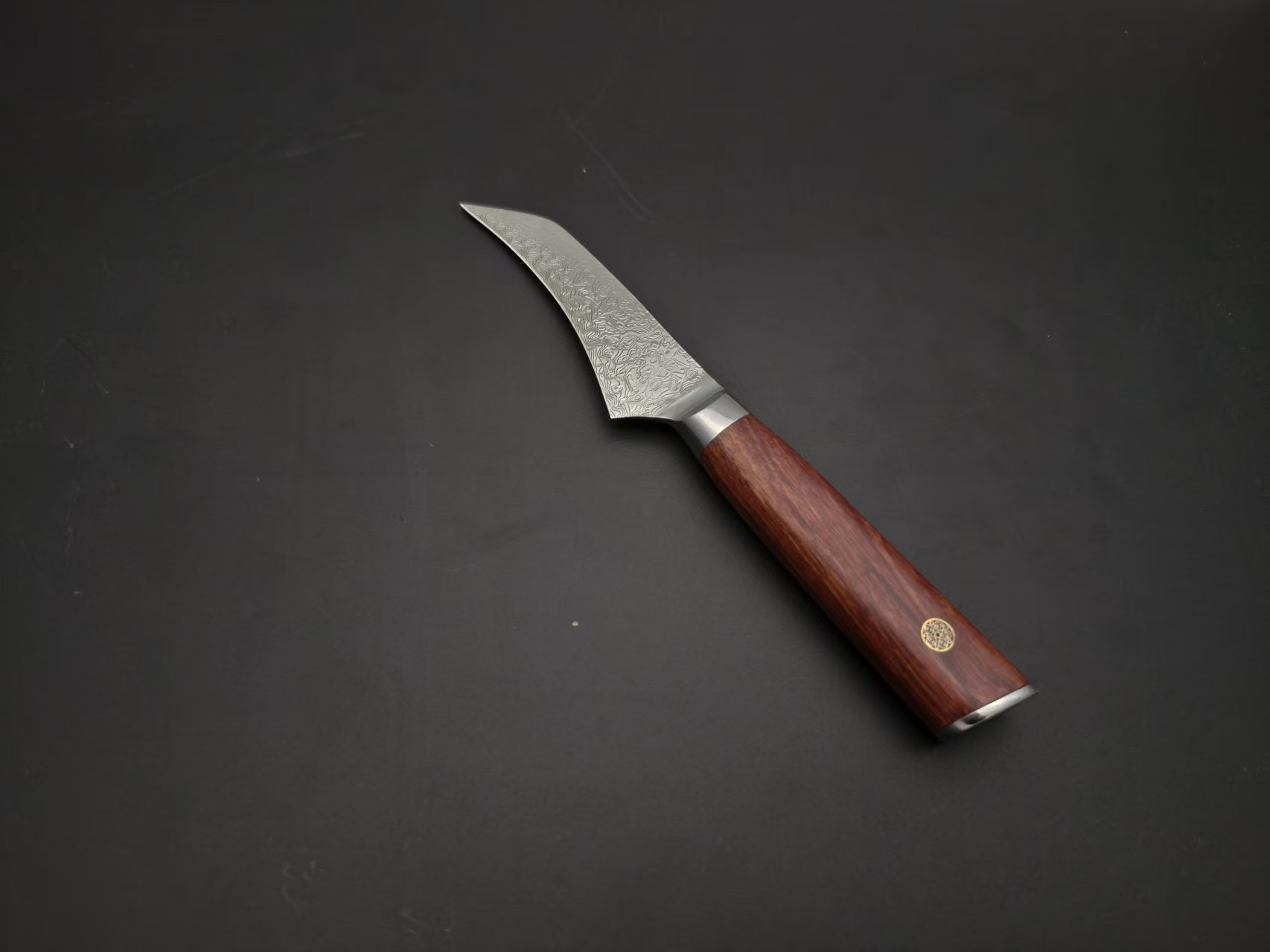 美浓82层无芯大马士革鹰嘴水果刀大红酸枝木手柄