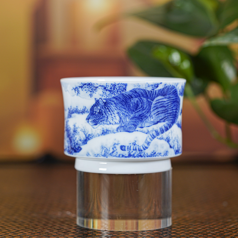 【央广非遗】画堂春雪景虎直口缸杯170主人杯纯手工茶具