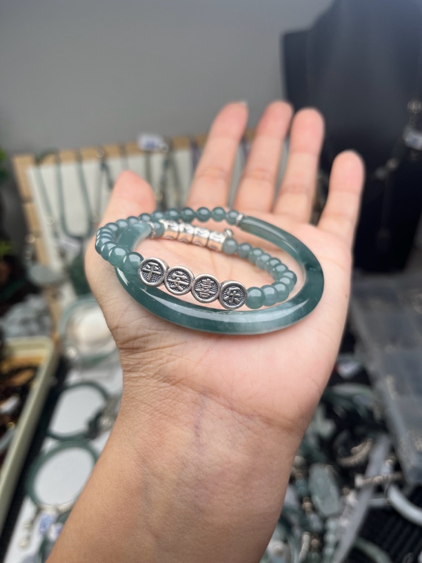 天然纯银饰品 双圈（52-56圈口可带）