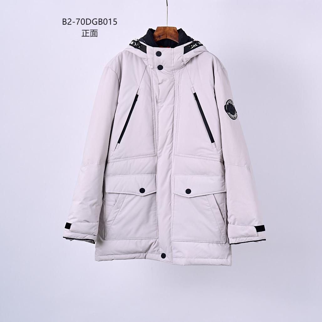 【AZ】715-B2-70DGB015-冬季中长款连帽拉链款插袋羽绒服男女同款