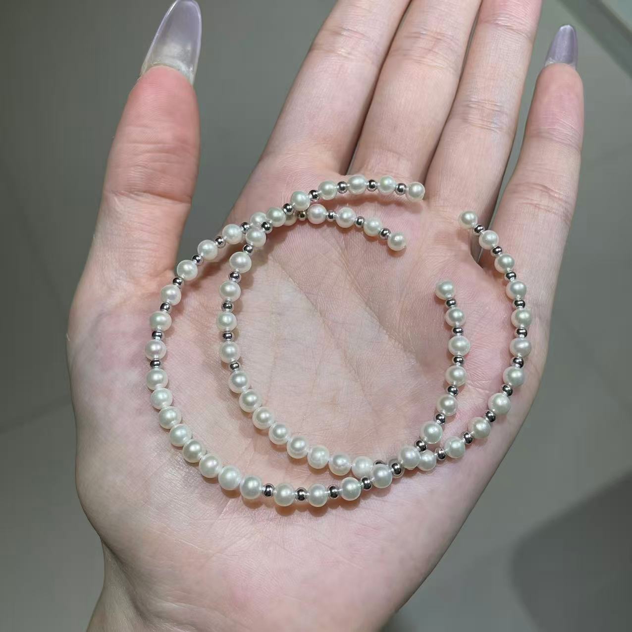 4-5mm淡水ak珍珠银精致多样可搭配