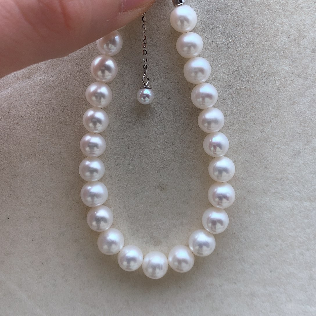 淡水珍珠7-8mm无核手链银S925镶嵌